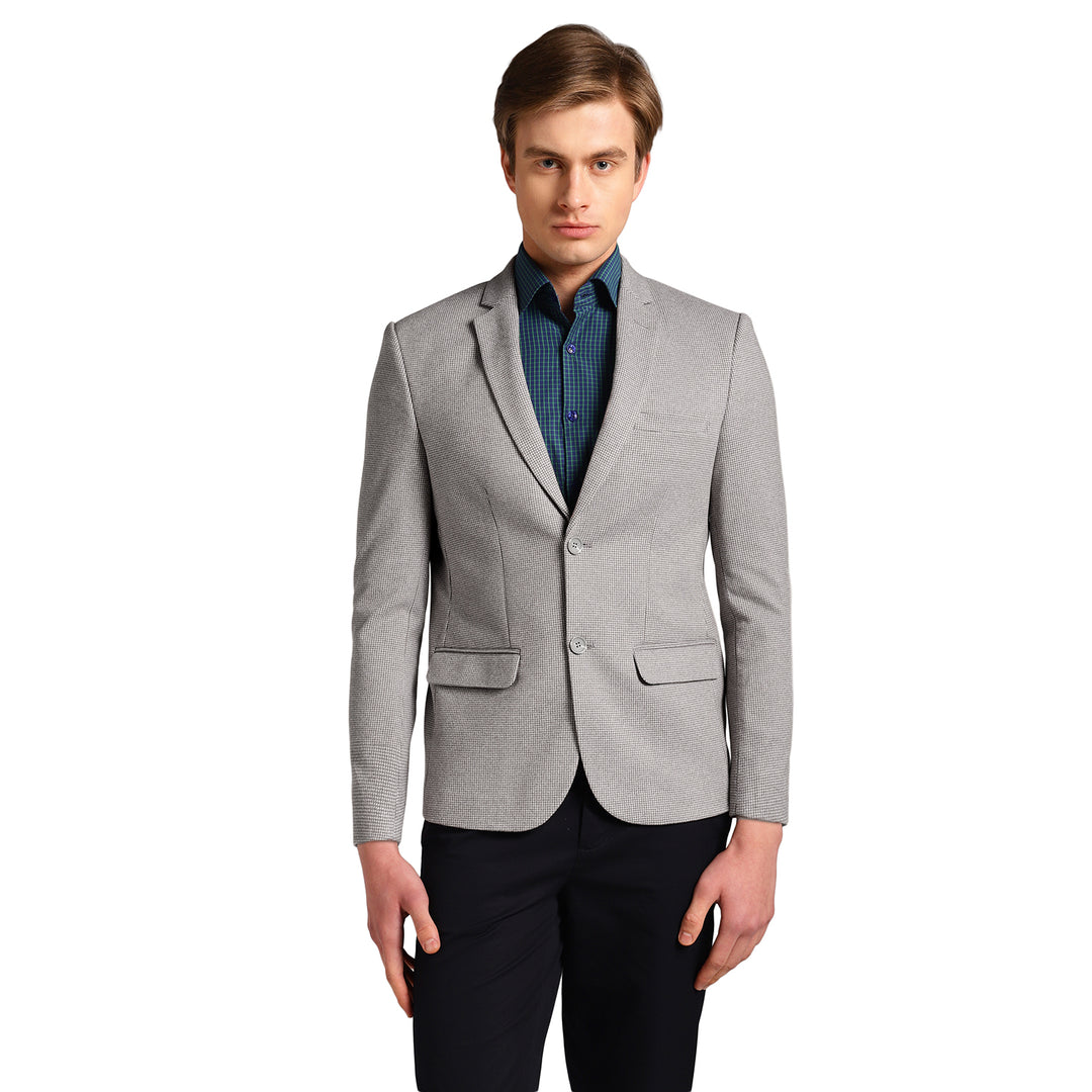 Men's Micro Houndstooth Wool-Texture Slim Fit Blazer