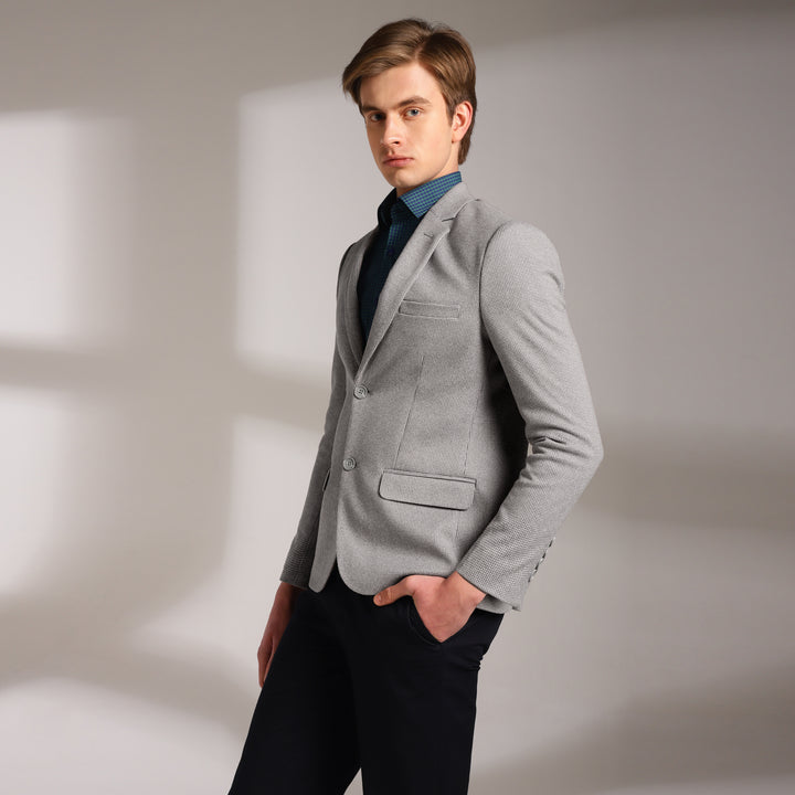 Men's Micro Houndstooth Wool-Texture Slim Fit Blazer