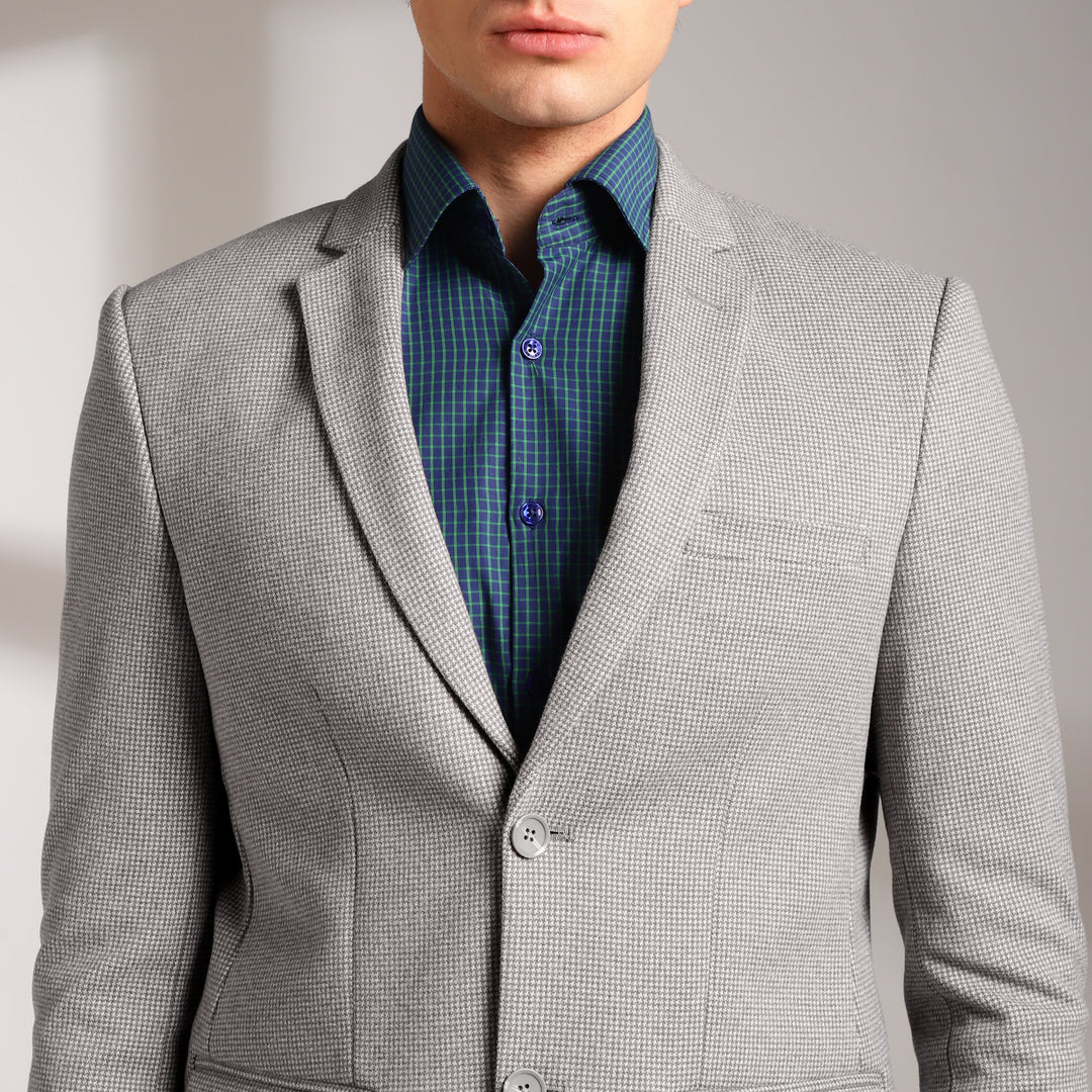 Men's Micro Houndstooth Wool-Texture Slim Fit Blazer