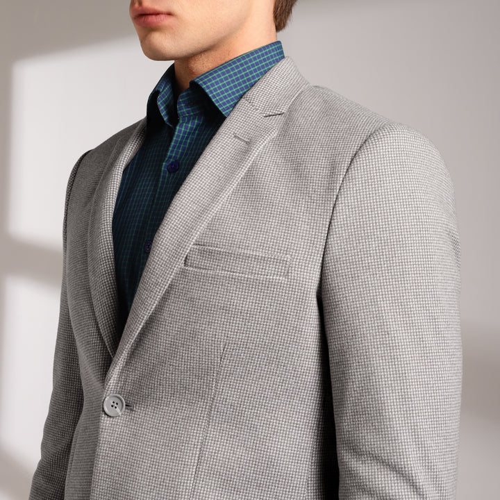 Men's Micro Houndstooth Wool-Texture Slim Fit Blazer