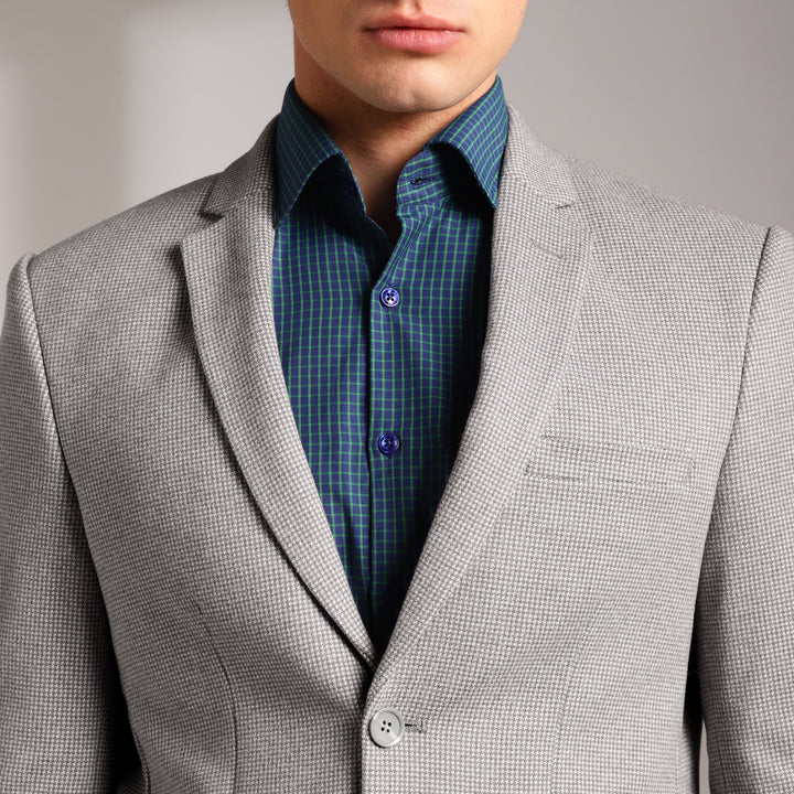 Men's Micro Houndstooth Wool-Texture Slim Fit Blazer