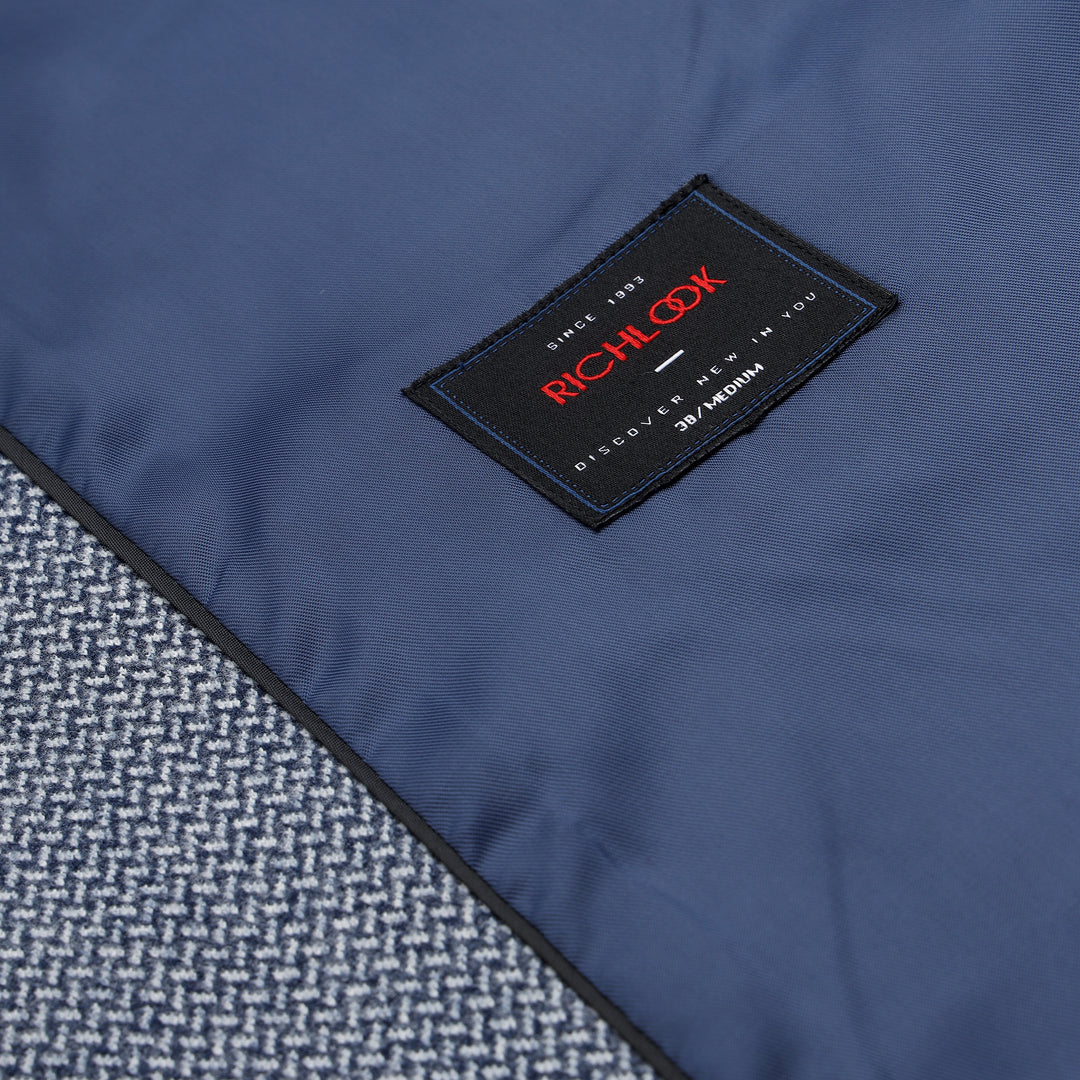 Men’s Classic Blue Textured Nehru Jacket