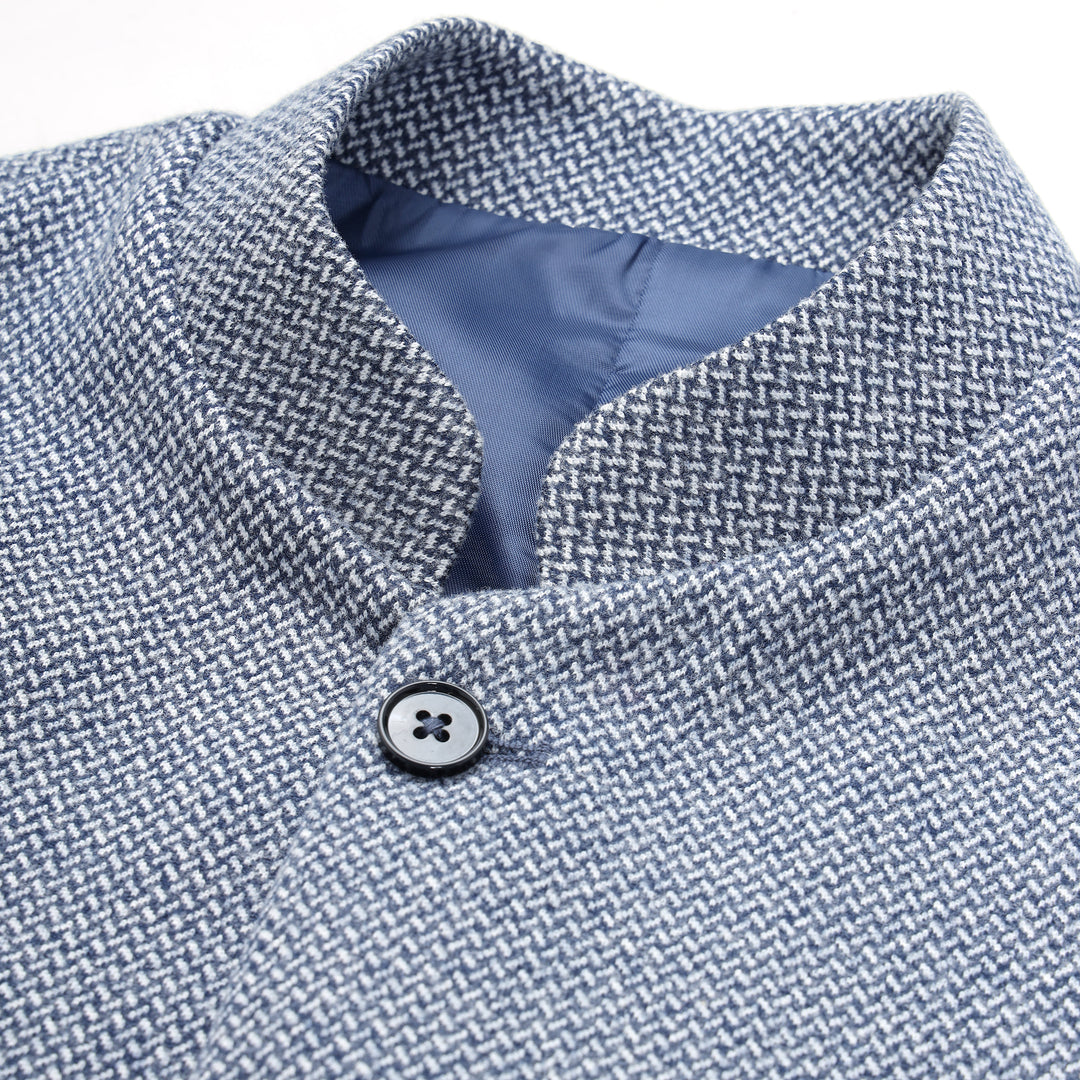 Men’s Classic Blue Textured Nehru Jacket