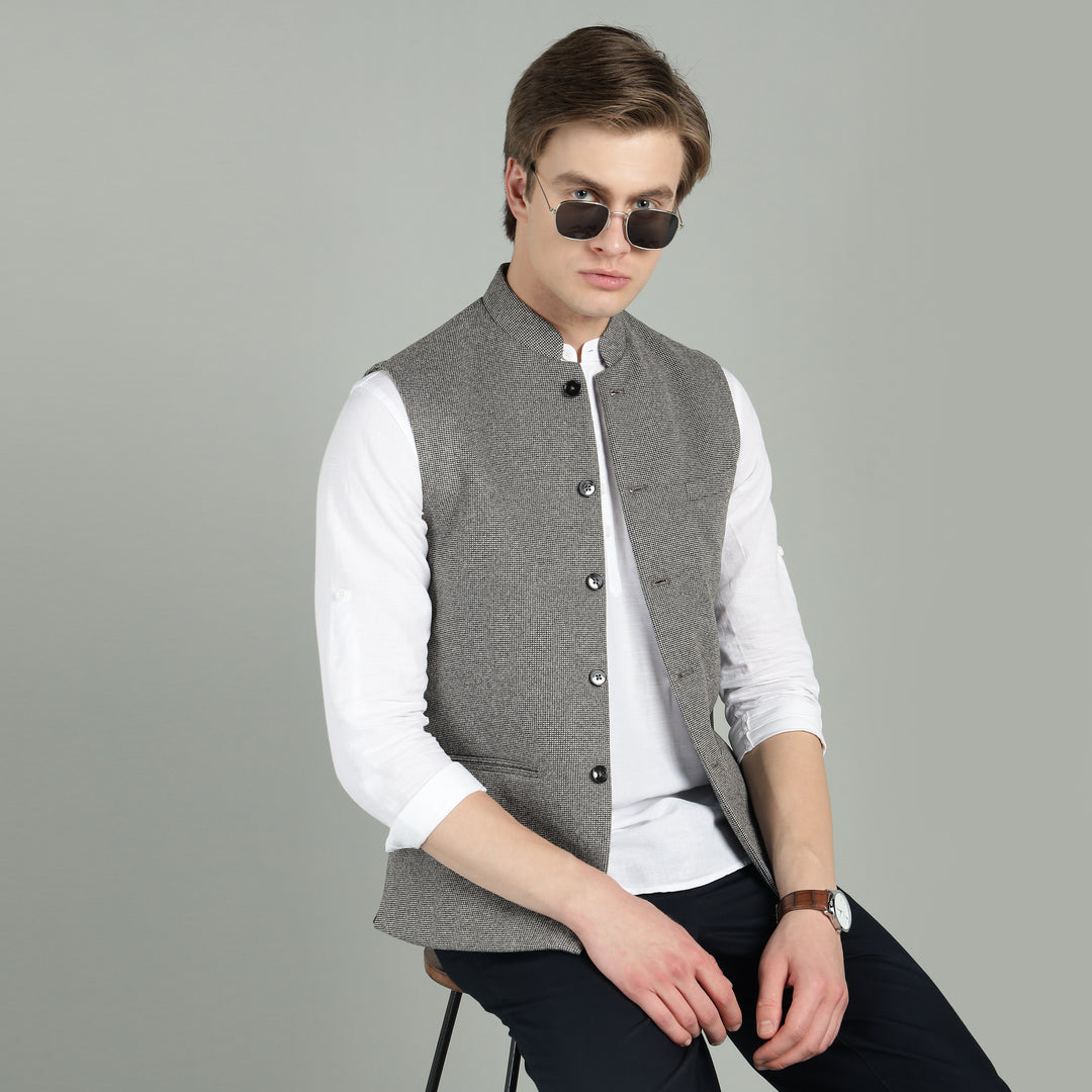 Men’s Textured Nehru Jacket