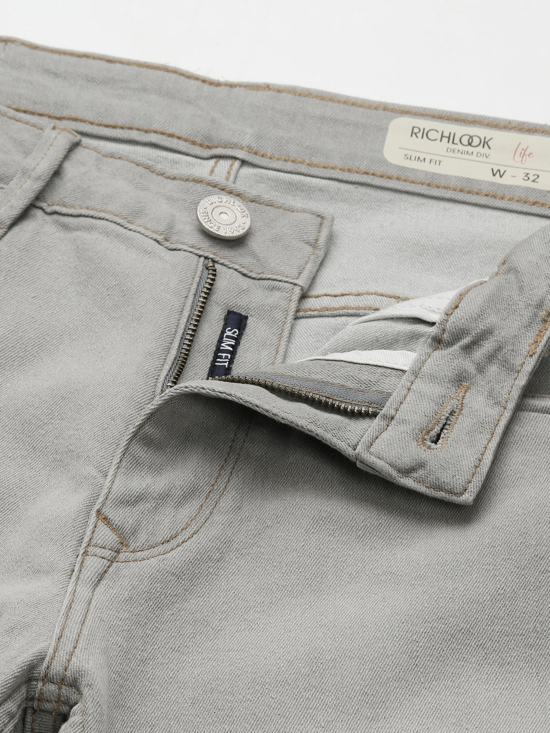 Men Grey Slim Fit Mid Rise Jeans1