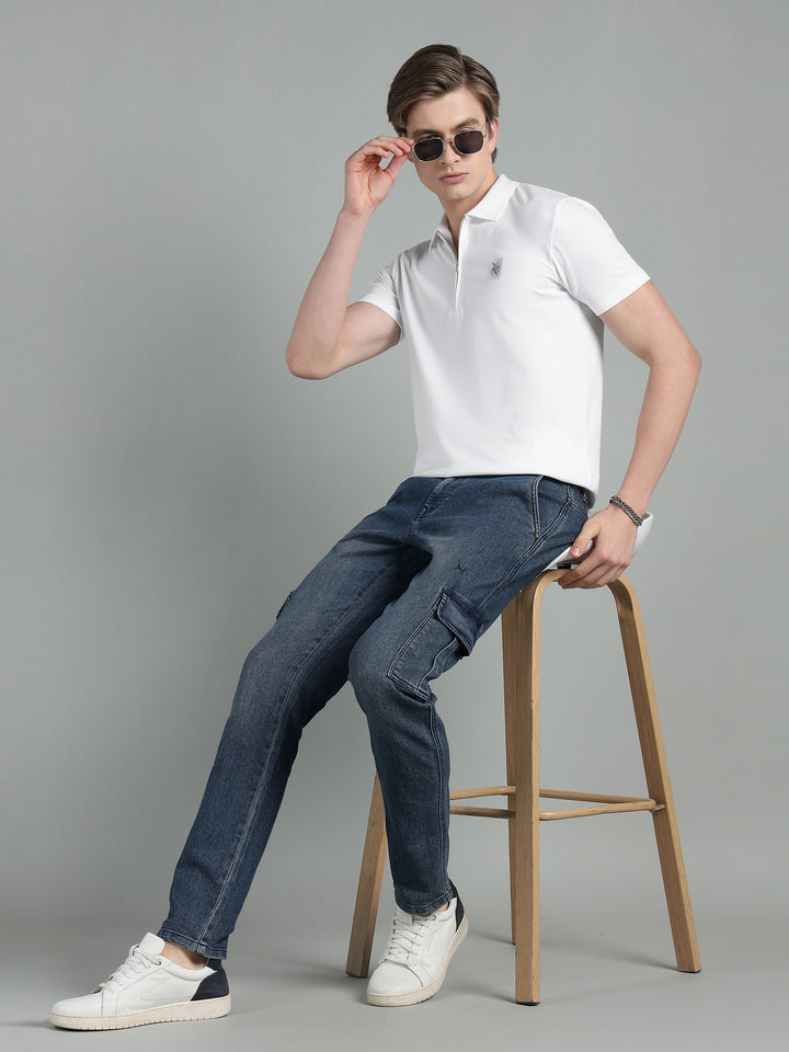Men's Cotton Blend Zip-Neck Polo T-Shirt