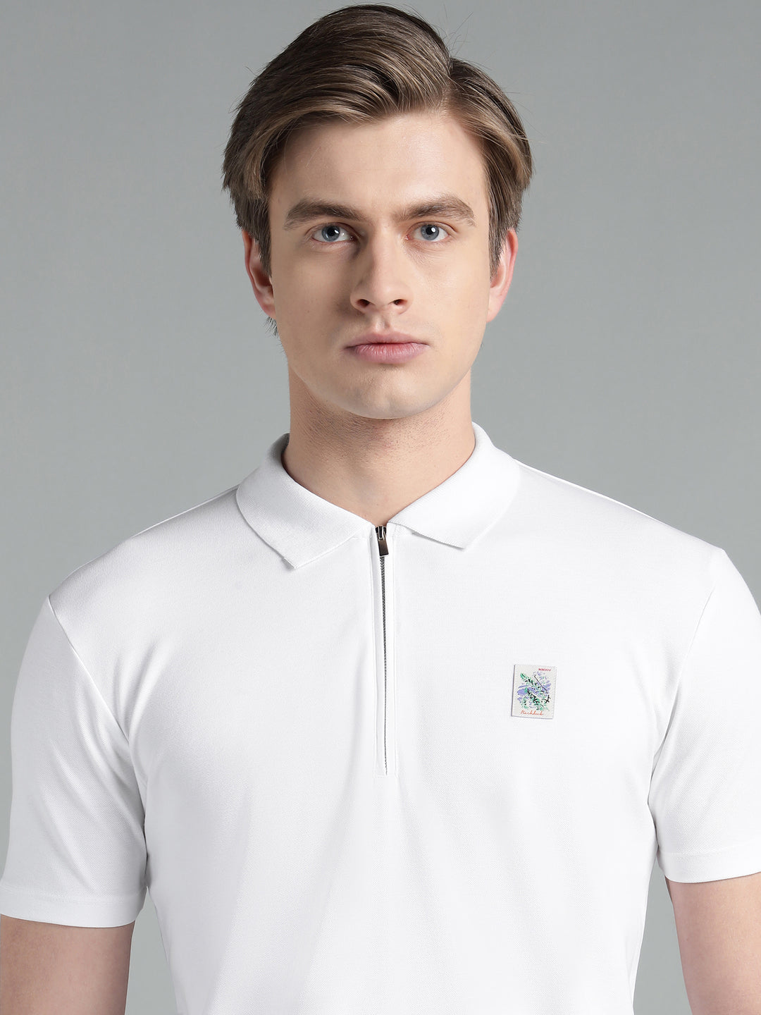 Men's Cotton Blend Zip-Neck Polo T-Shirt