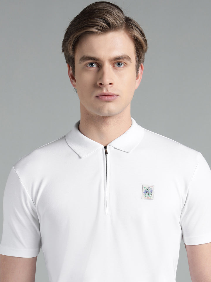 Men's Cotton Blend Zip-Neck Polo T-Shirt