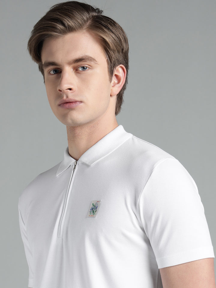 Men's Cotton Blend Zip-Neck Polo T-Shirt