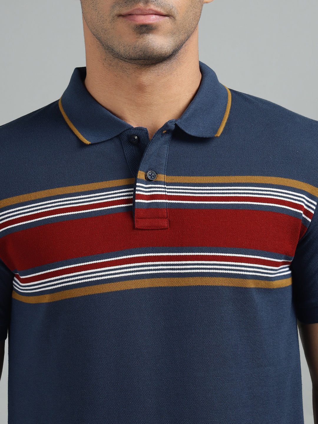 men blue regular fit striped polo neck thirt tsh 0143 blue – Richlook