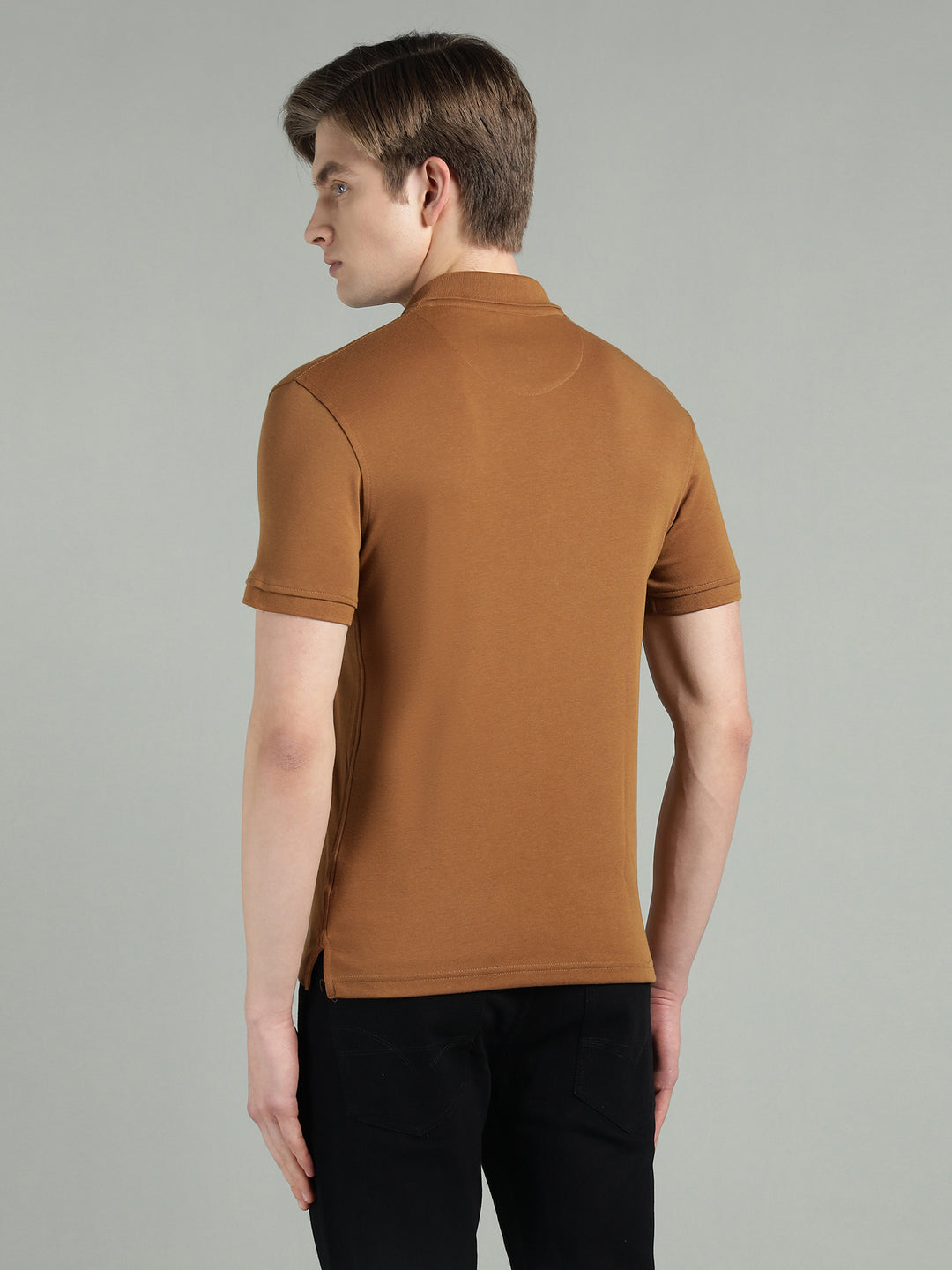 Men's Cotton Blend Zip-Neck Polo T-Shirt