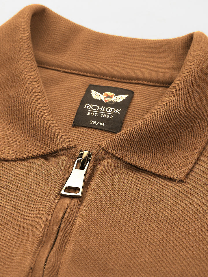 Men's Cotton Blend Zip-Neck Polo T-Shirt