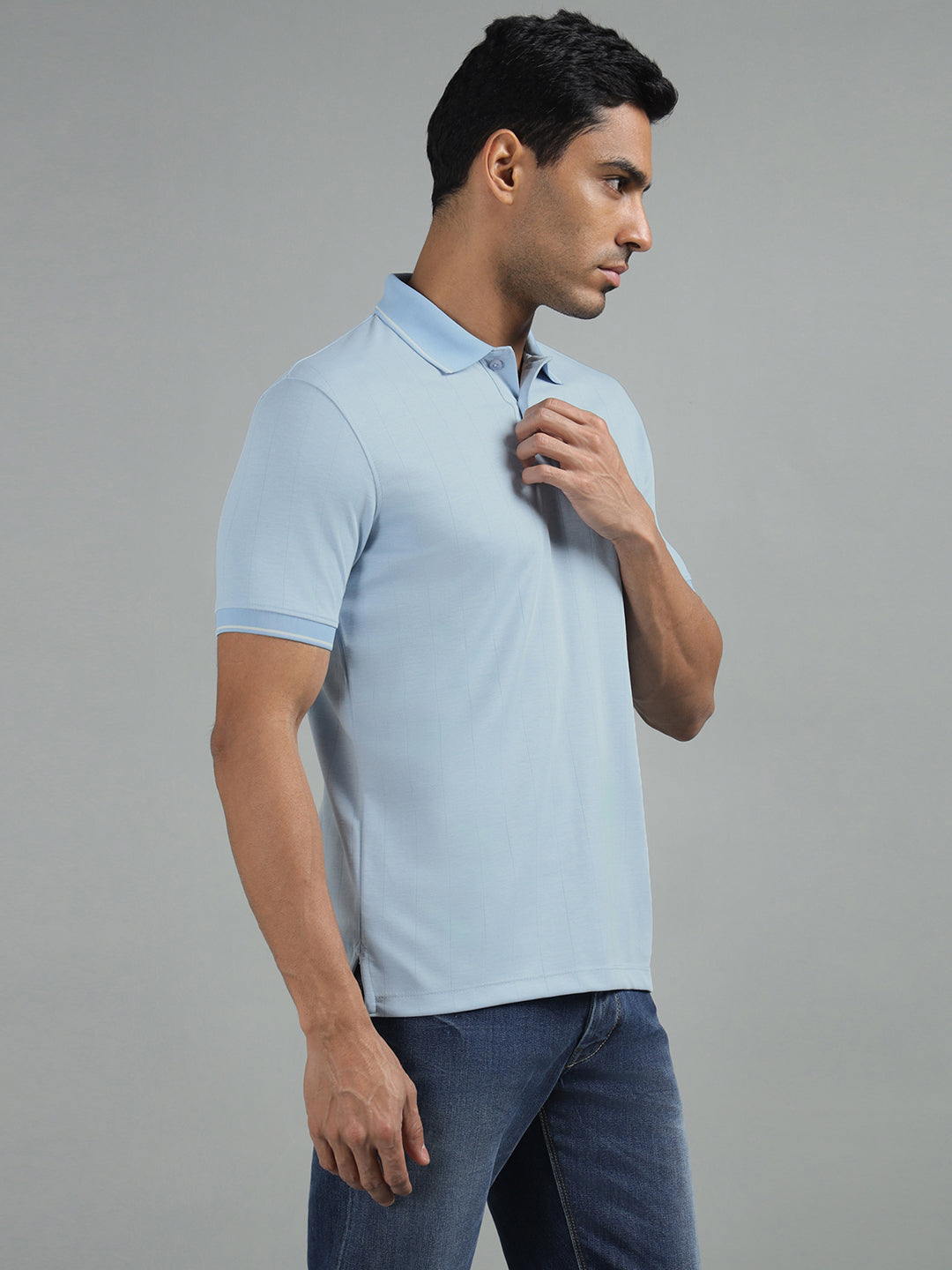 men sky regular fit solid polo neck thirt tsh 0151 sky – Richlook