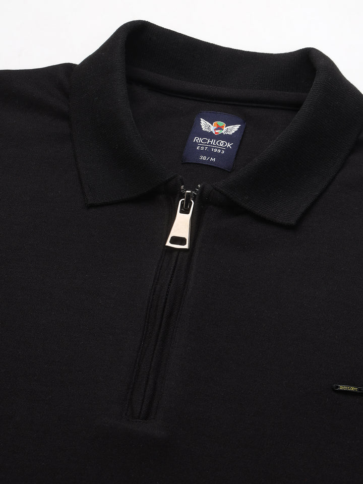 Men's Cotton Blend Zip-Neck Polo T-Shirt