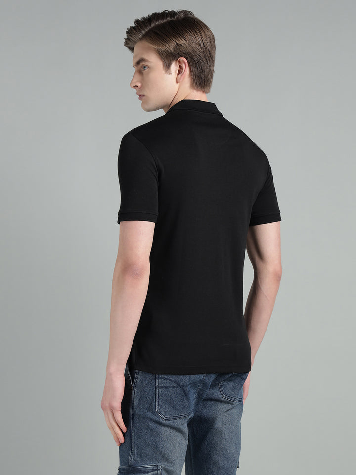 Men's Cotton Blend Zip-Neck Polo T-Shirt