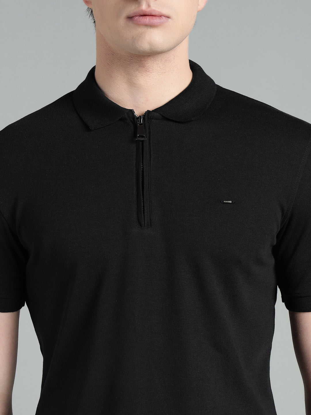Men's Cotton Blend Zip-Neck Polo T-Shirt