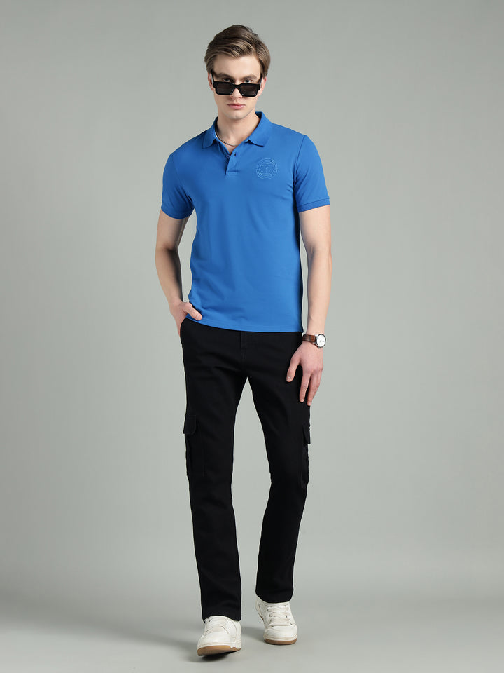 Men's Royal Blue Cotton Polo T-Shirt