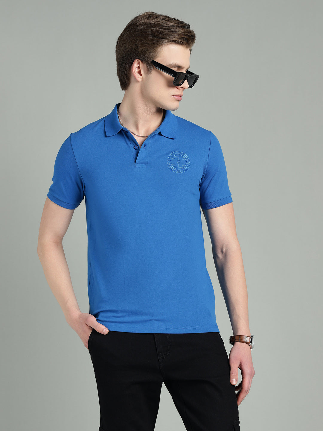Men's Royal Blue Cotton Polo T-Shirt
