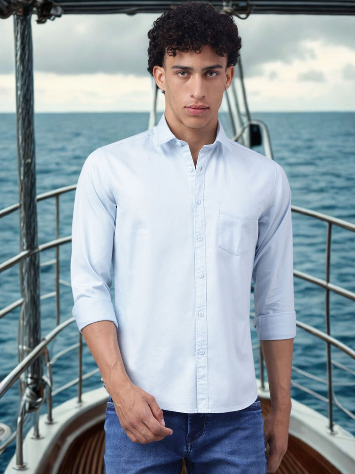 Men Sky Slim Fit Cotton Casual Shirt