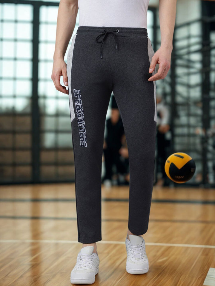 Men Dark Grey Slim Fit Mid Rise Track Pant