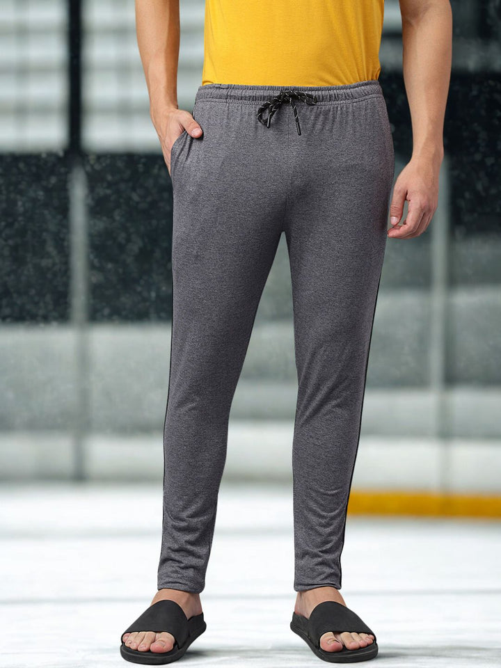 Men Grey Slim Fit Mid Rise Lower