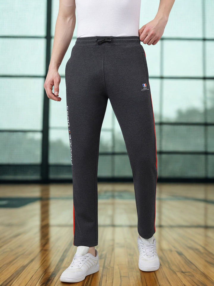 Men Grey Straight Fit Mid Rise Track Pant