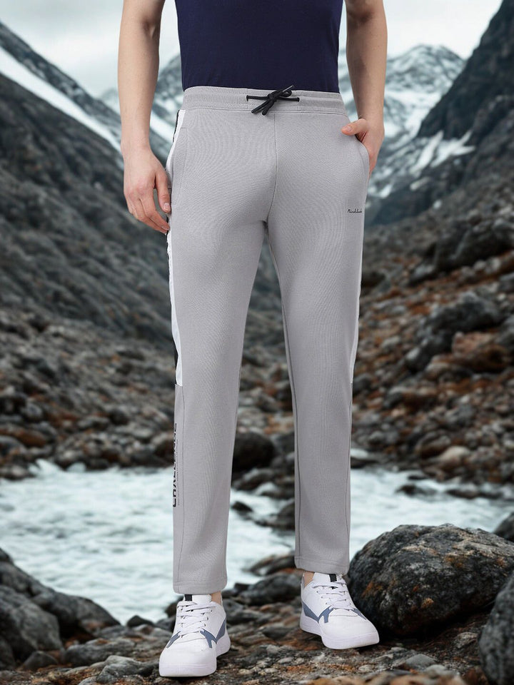 Men Grey Regular Fit Side Striped Track Pant