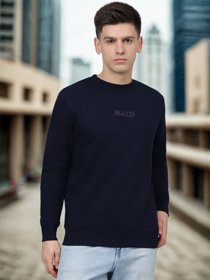 Men Navy Crew Neck Sweatshirt