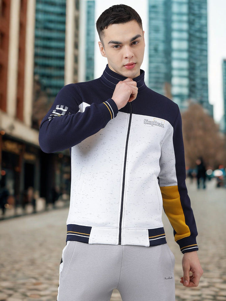 Men Color Blocked Zipper Jacket