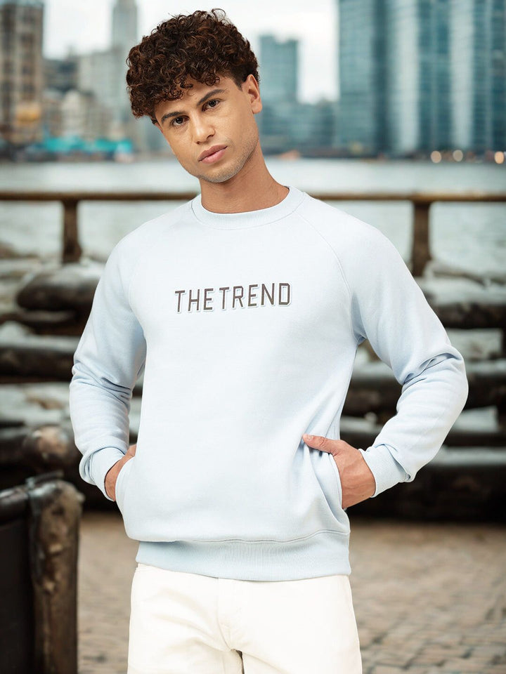 Men Sky Blue Regular Fit Sweatshirt