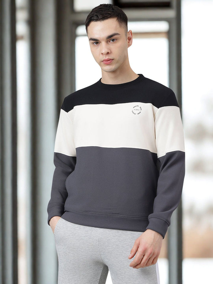 Men Grey Color Blocked Sweatshirt