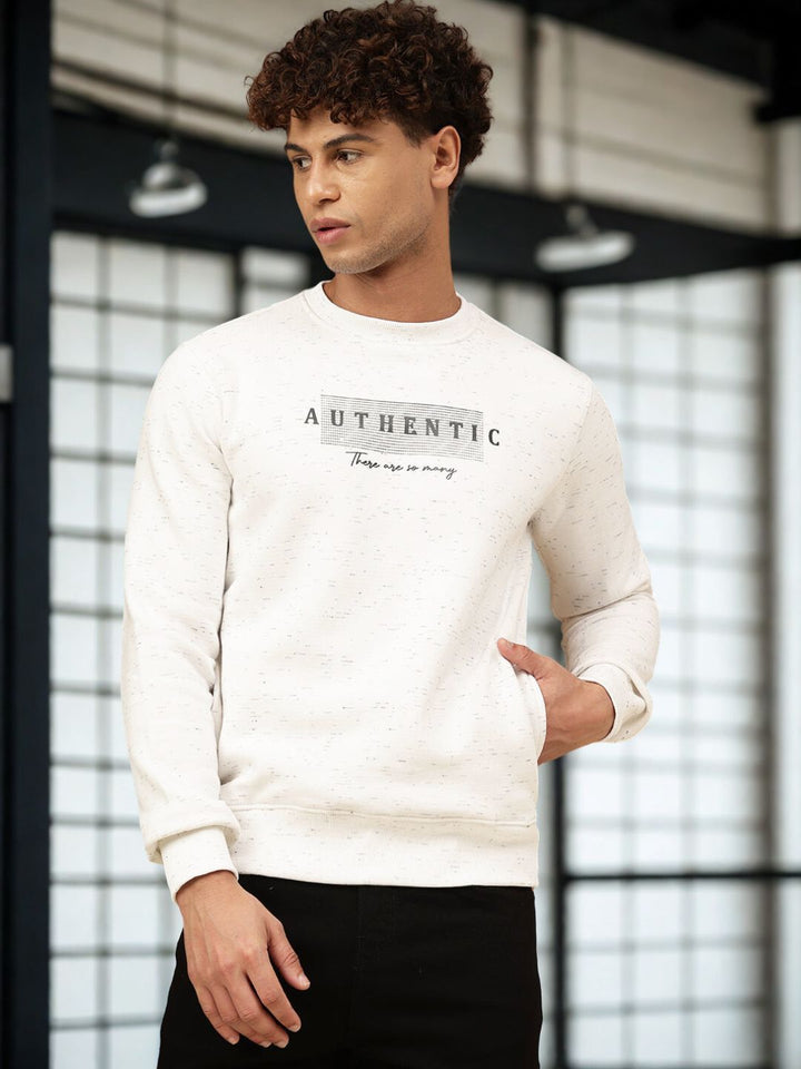 Men Off White Regular Fit Sweatshirt