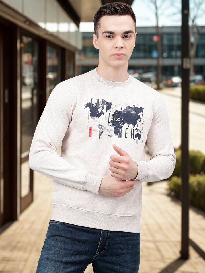 Men Off White Regular Fit Graphic Sweatshirt