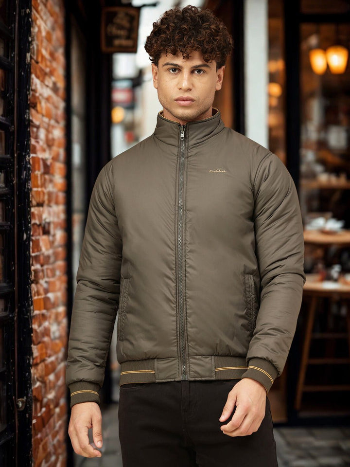 Men Olive & Mustard Full Sleeve Reversible Jacket