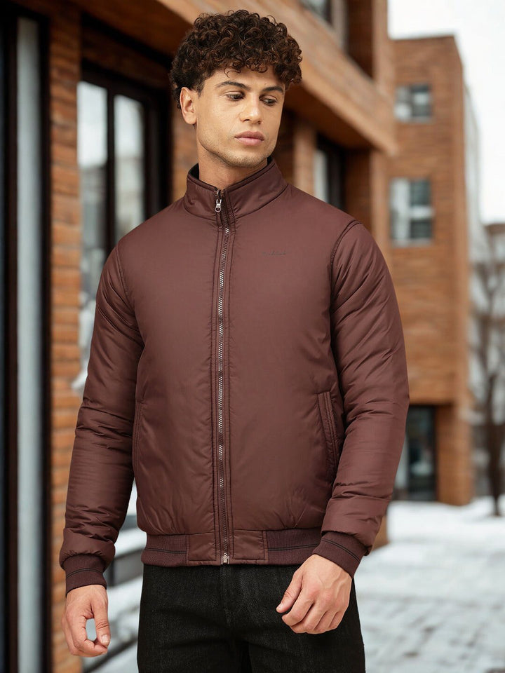 Men Maroon & Black Reversible Jacket