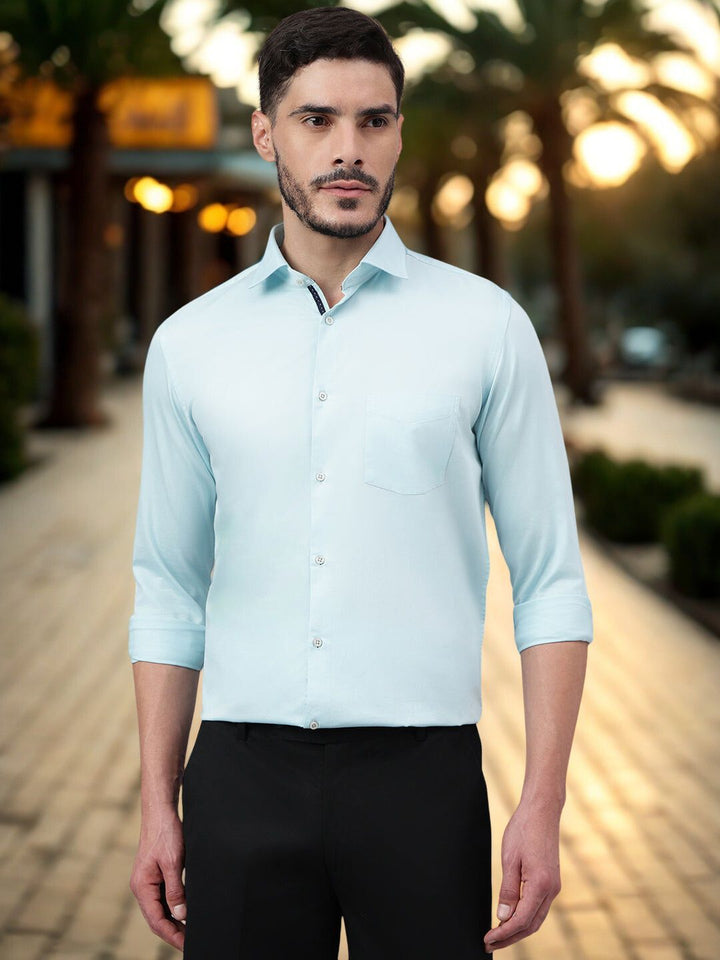 Men Light Blue Regular Fit Casual Shirt