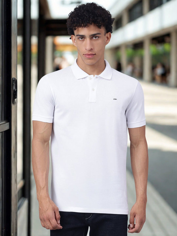Men White Regular Fit Polo T-Shirt