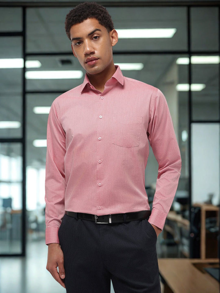 Men Red Regular Fit Formal Shirt
