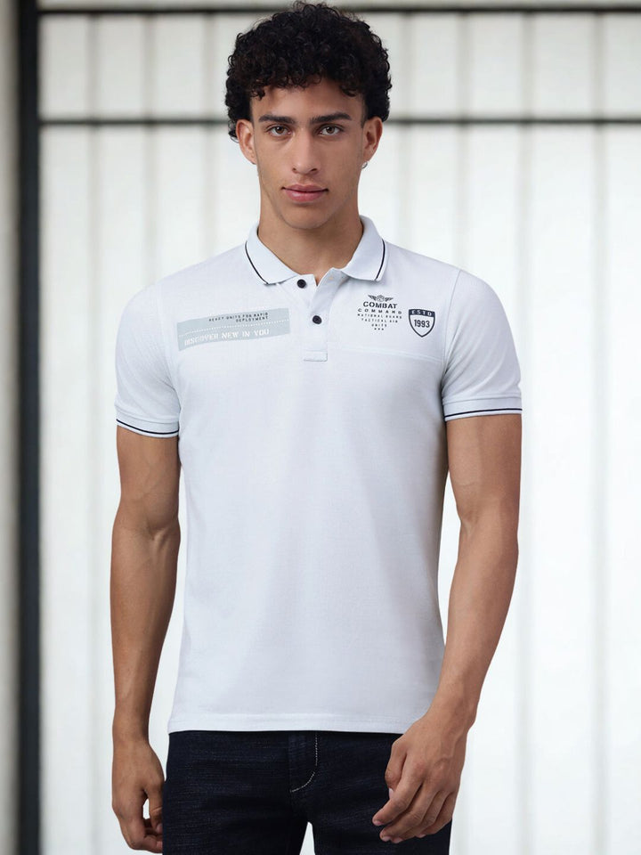 Men Light Sky Regular Fit Polo T-Shirt