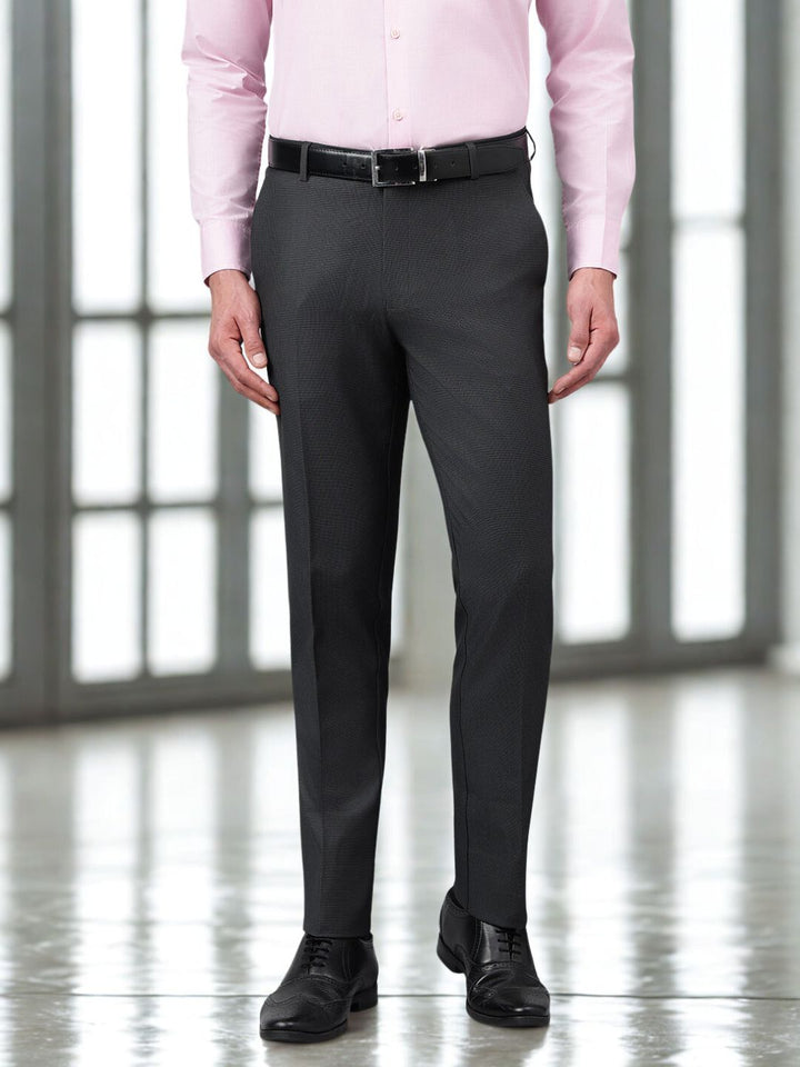 Men Textured Black 4-Way Stretchable Formal Trouser