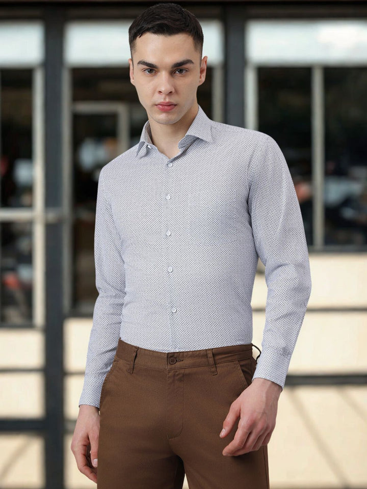 Men White Slim Fit Printed Shirt