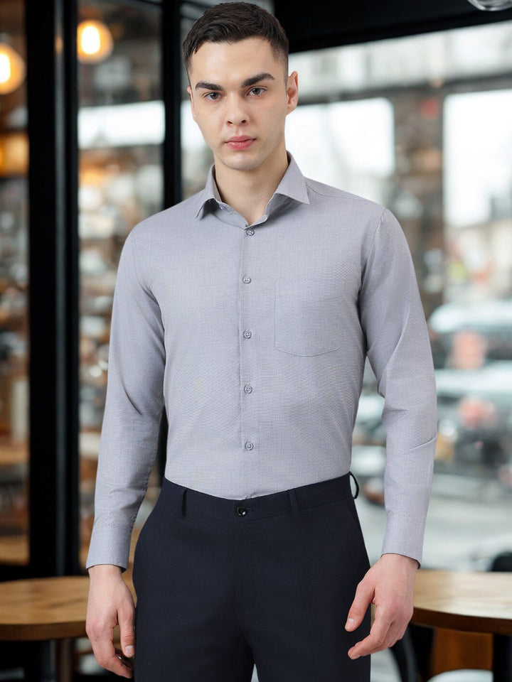 Men Grey Regular Fit Formal Shirt