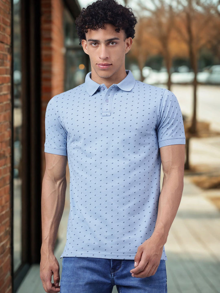 Men Sky Regular Fit Polo T-Shirt