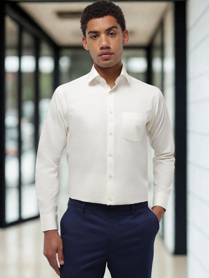 Men Off White Regular Fit Formal Shirt
