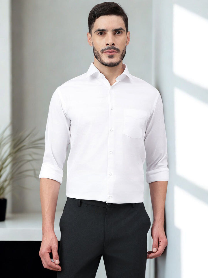 Men Striped White Regular Fit Shirt