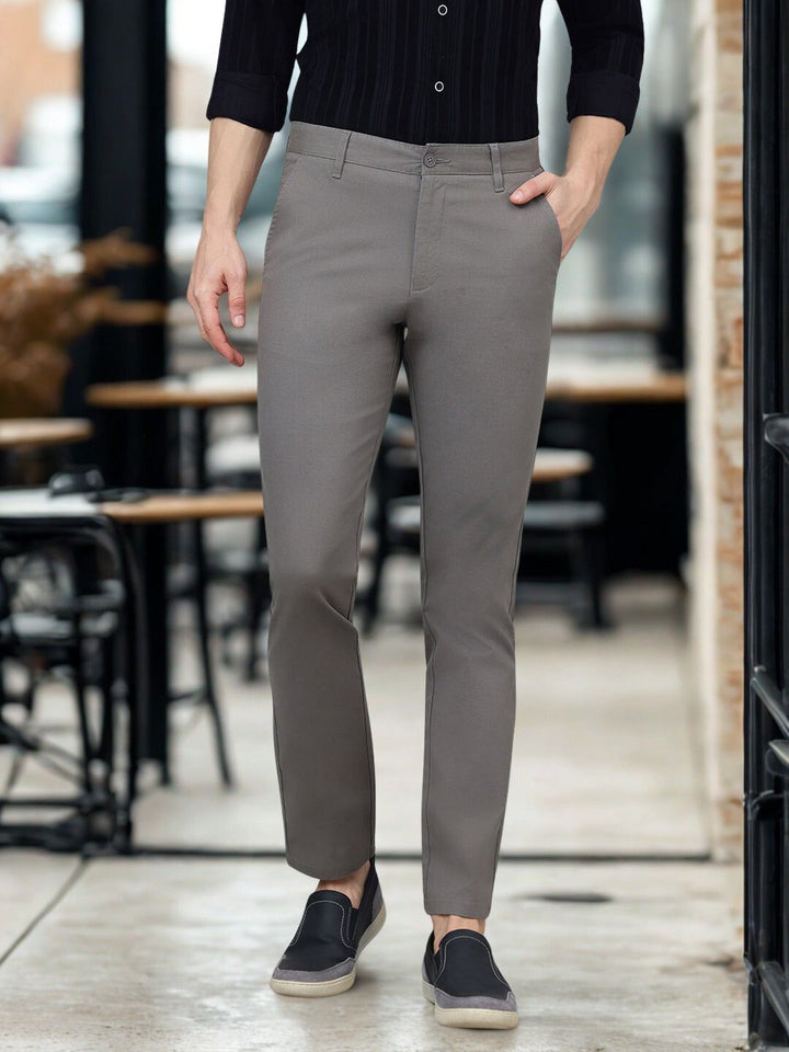 Men Dark Grey Slim Fit Casual Trouser