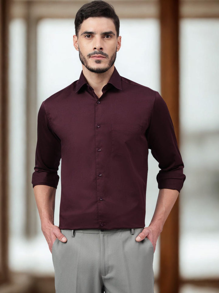 Men Maroon Regular Fit Shirt