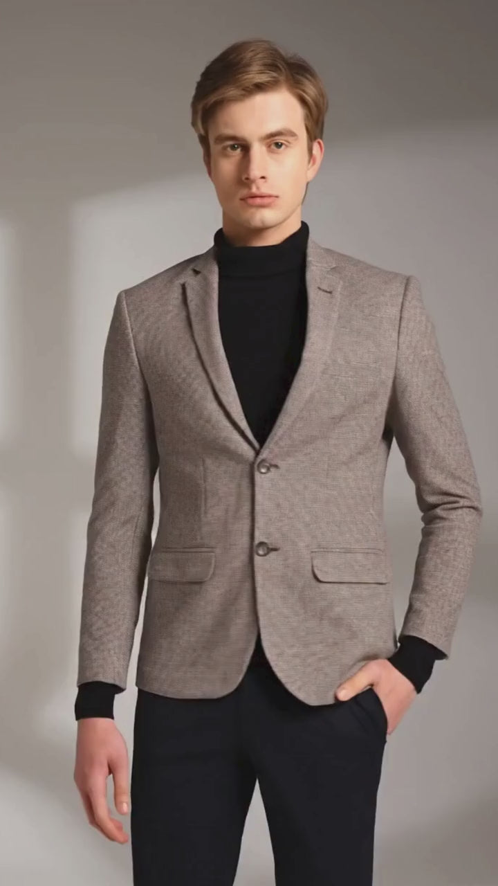 Men's Micro Houndstooth Wool-Texture Slim Fit Blazer