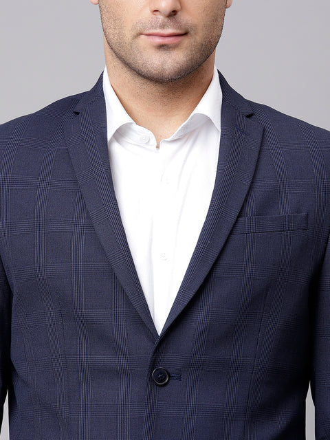 Men Blue 2 Piece Solid Formal Suit