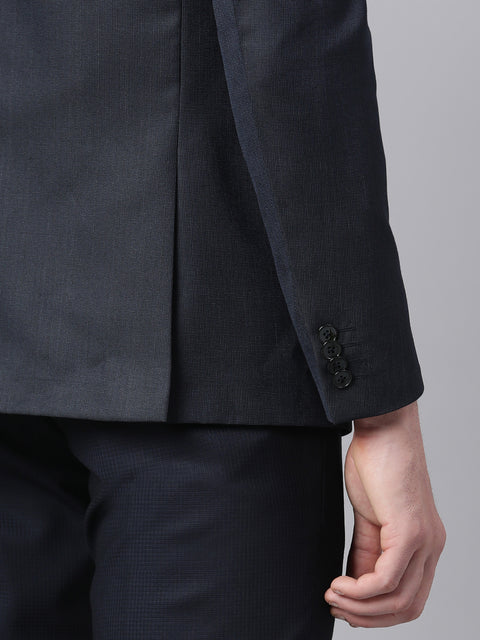 Men Navy Regular Fit Solid Formal Blazer